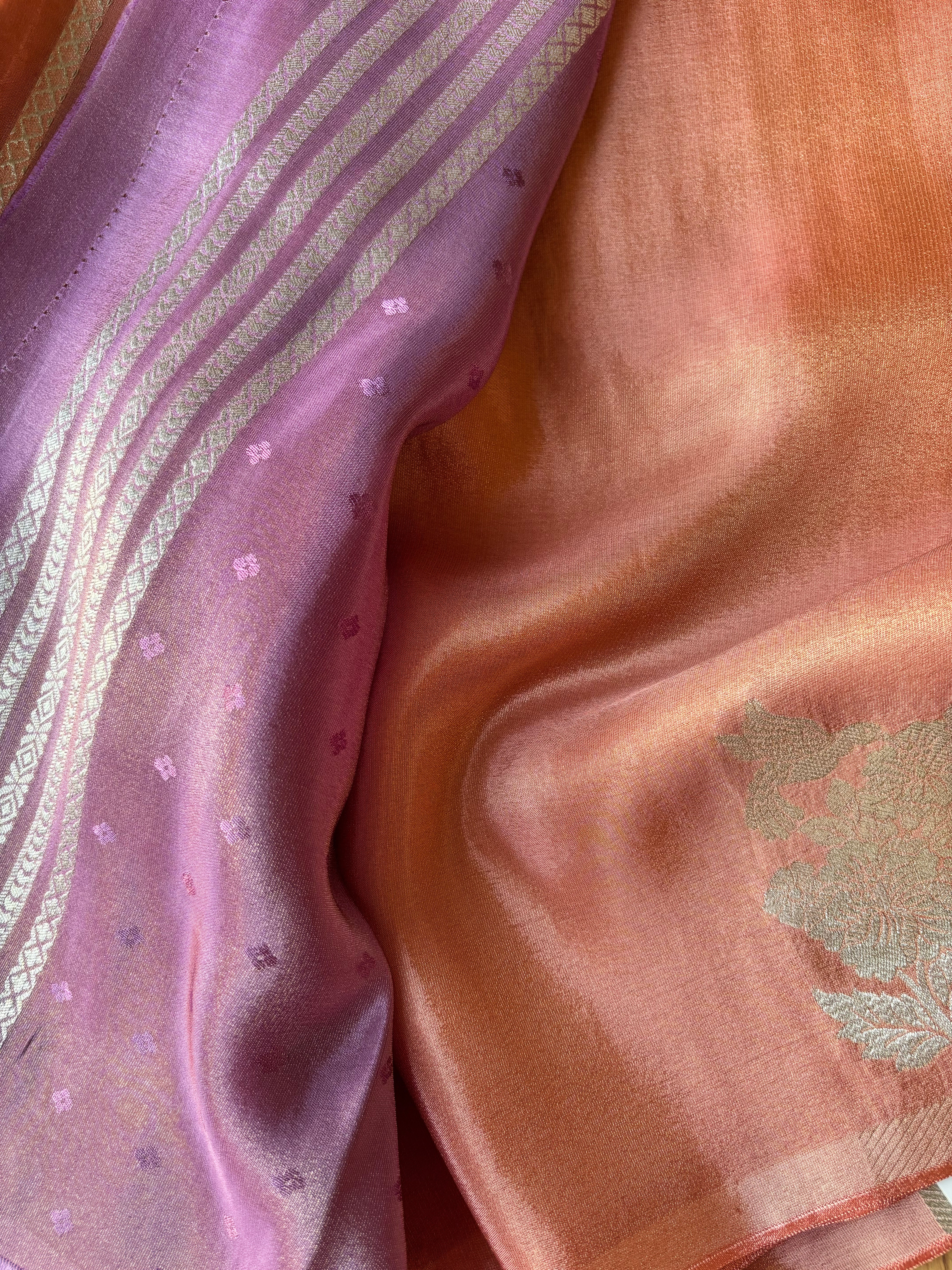 Peach tissue saree